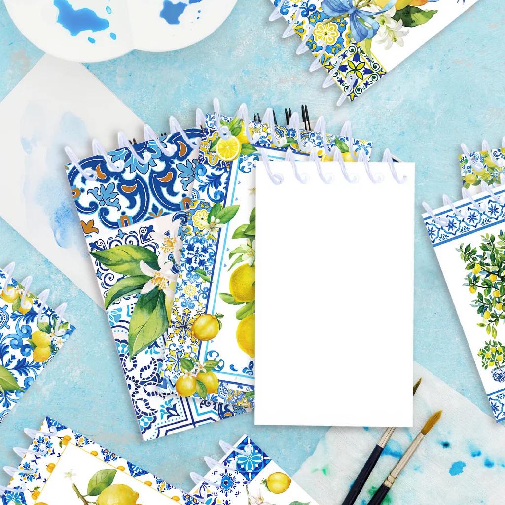 

Porcelain Spiral Notebook Decorative Blue And White Journal Lemon Notebook Vertical Flip Vertical Flip Memo Pad For Travel