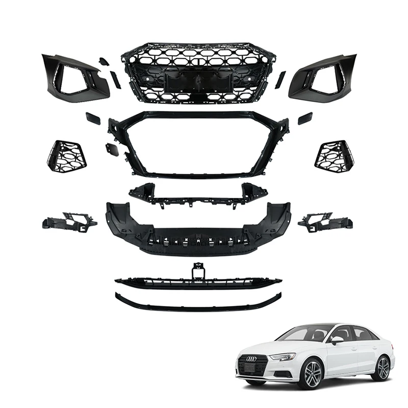 Modified 2021 Model Front Surround Center Mesh Bumper  Face Body Kit For A3 To Rs3