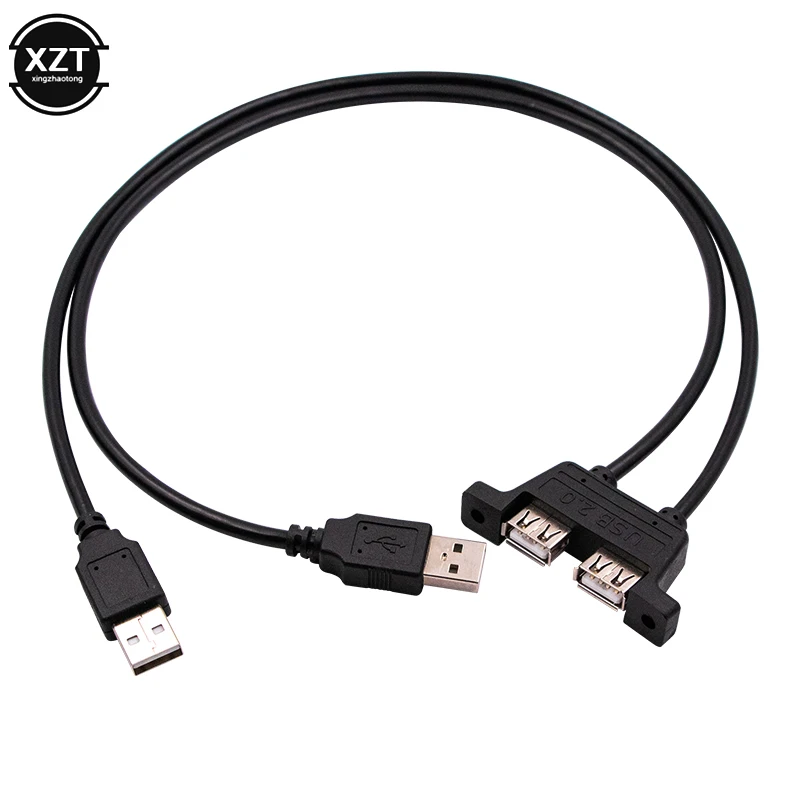 Two-Port Conjoined USB2.0 Extension Cable With Screw Holes With Ears Can Fix Two-Port USB Baffle Cable 0.5 /0.3Meters