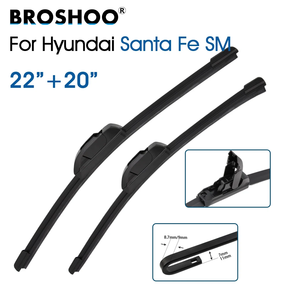 

Car Wiper Front Window Windscreen Windshield Wiper Blades Fit U Hook 22"+20" For Hyundai Santa Fe SM 1999-2006 Auto Accessories