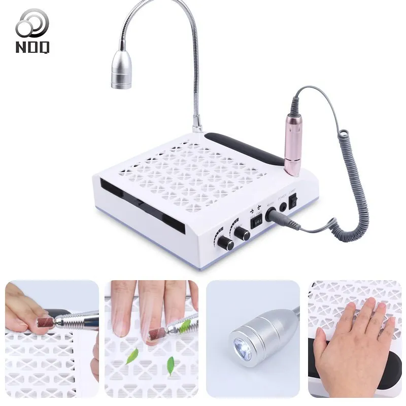 NOQ Professional Nail Drill Manicure Machine For Nails Pedicure Dust Vacuuming Cleaning Milling Cutter With Lighting