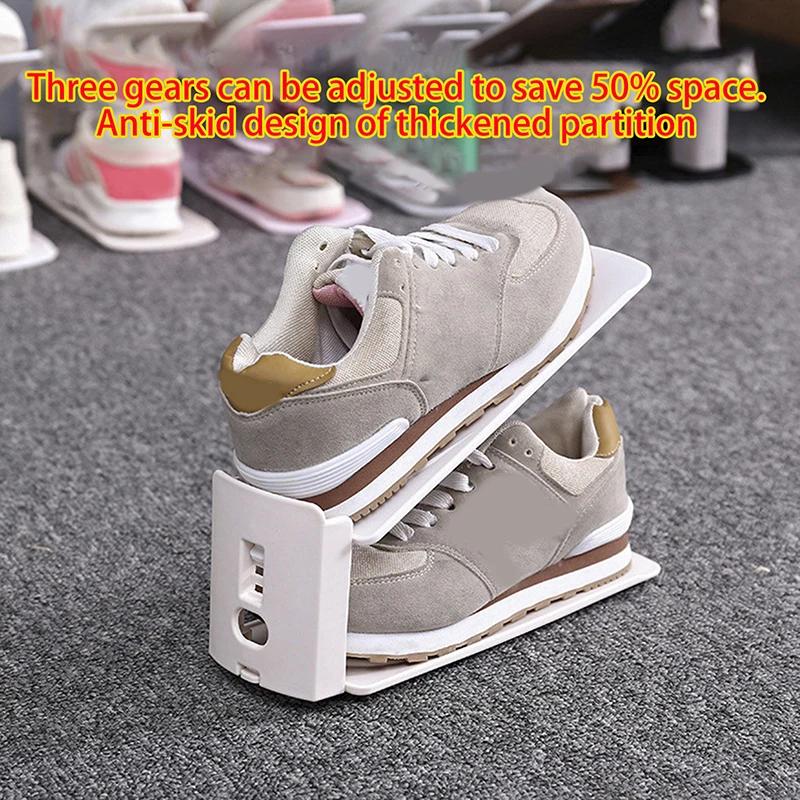 1pc Double Layer Shoe Shelf 3 Level Adjustable Shoe Organizer Rack for Closet Dorm Home Footwear Storage Holder