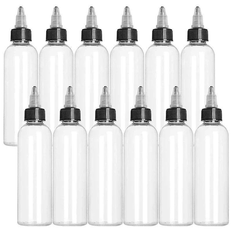 

50Pcs 30-120ml Clear PET Plastic Squeeze Dispensing Bottles with Black Twist Caps Tattoo Ink Containers For Crafts Art Glue Oils