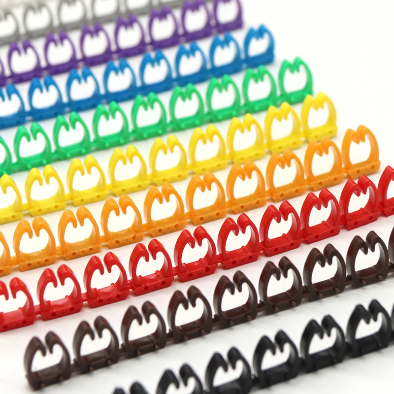 100/150pcs M Type Digital Number Tag Label Tube Colored Wire Numbering Marker Clips 1.5/2.5/4/6mm² Wire Network 0-9 Cable Marke