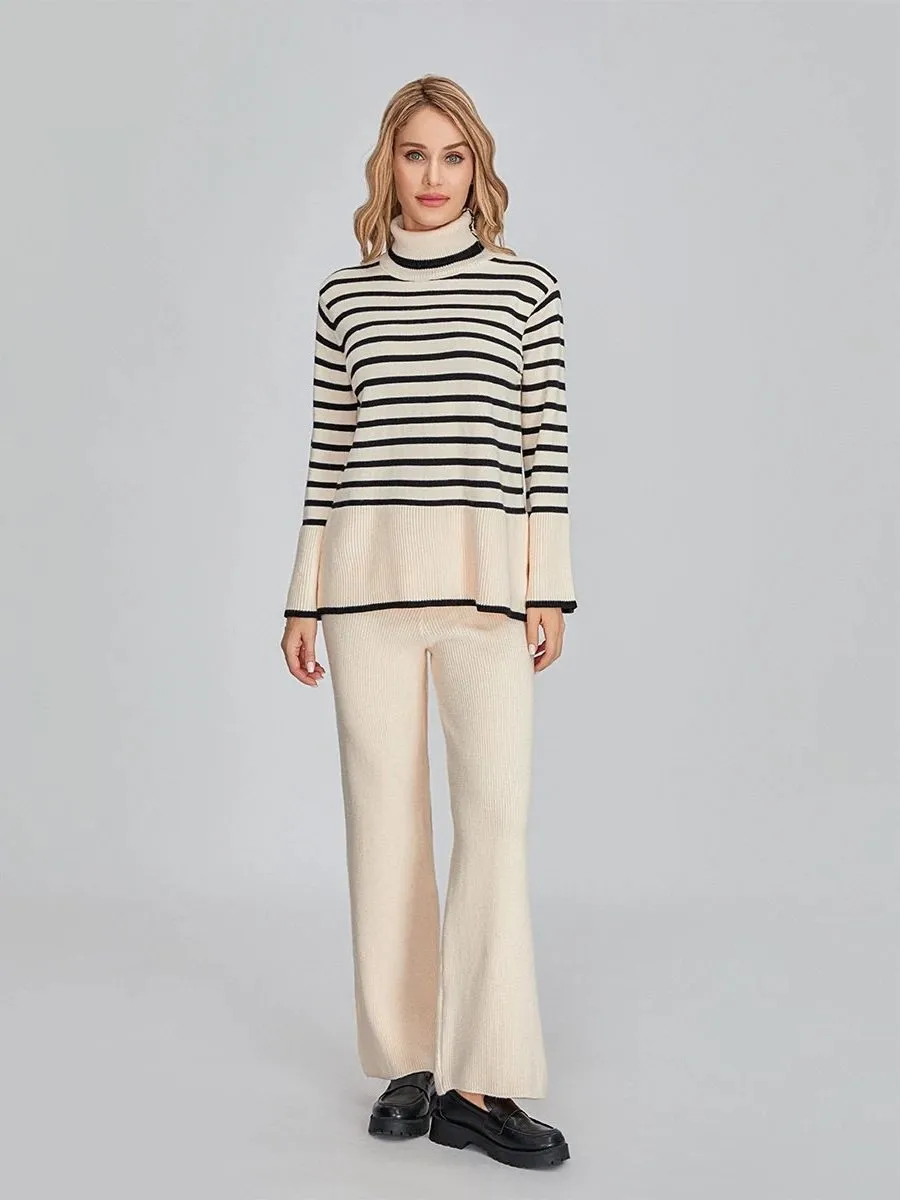 

Women's 2 Piece Knitted Outfit Loose Pullover Sweater And Pants Chic Winter Faion Set for Middle-Aged Women