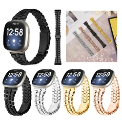 For fitbit versa 4 versa 3 smart watch Strap Stainless Steel Bracelet Slim Three-Beads watchband for fitbit sense / sense 2