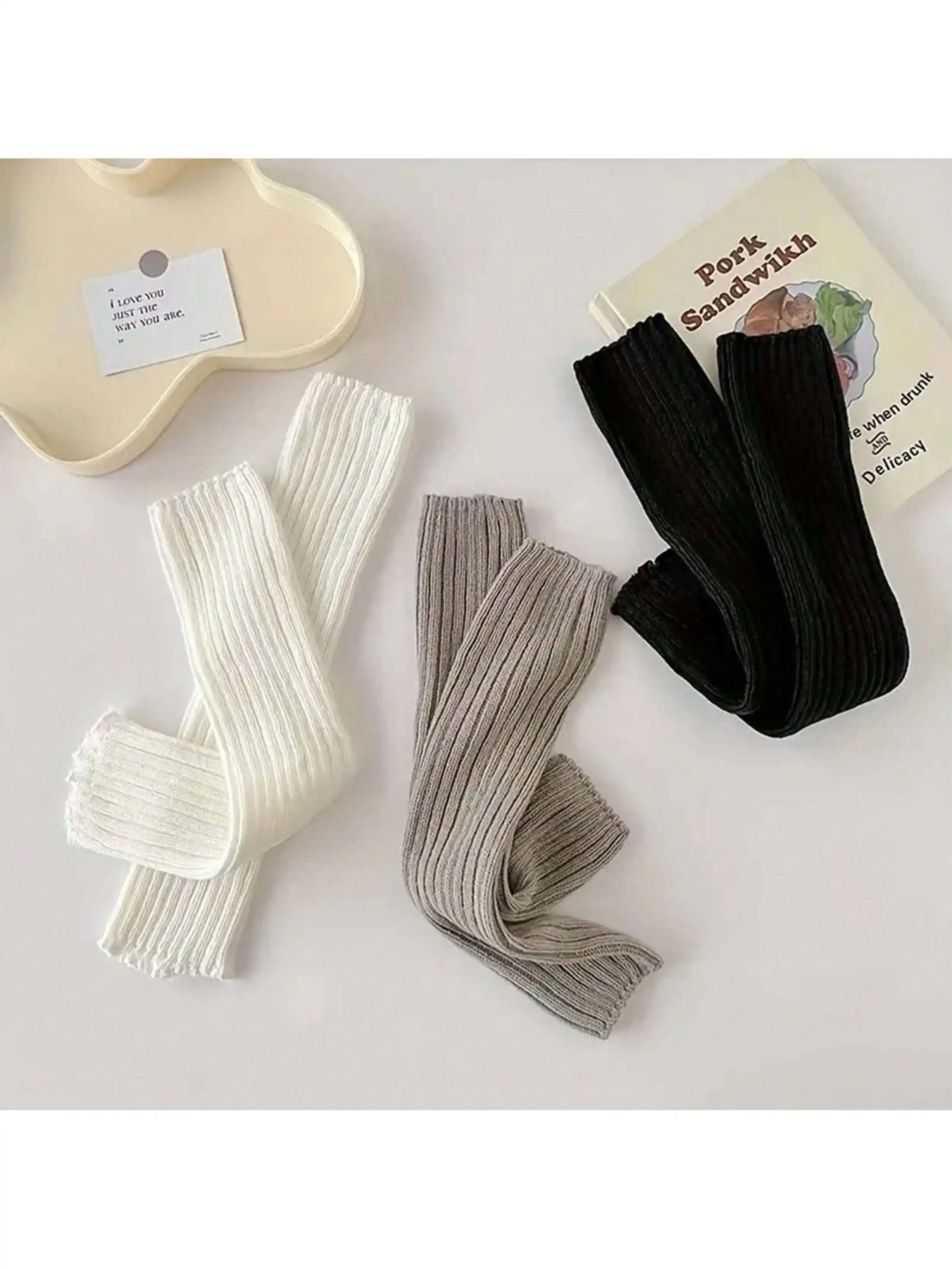 

1 pair Solid Leg Warmers - Warm Women's Winter Socks for Christmas Parties & Casual Outfits