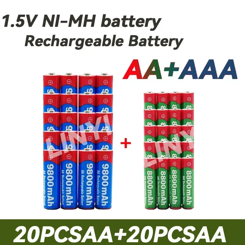 Rechargeable Battery 1.5V AA 9800Mah 1.5V AAA 8800Mah Alkaline  with Charger for Computer Clock Radio Video Game Digital Camera