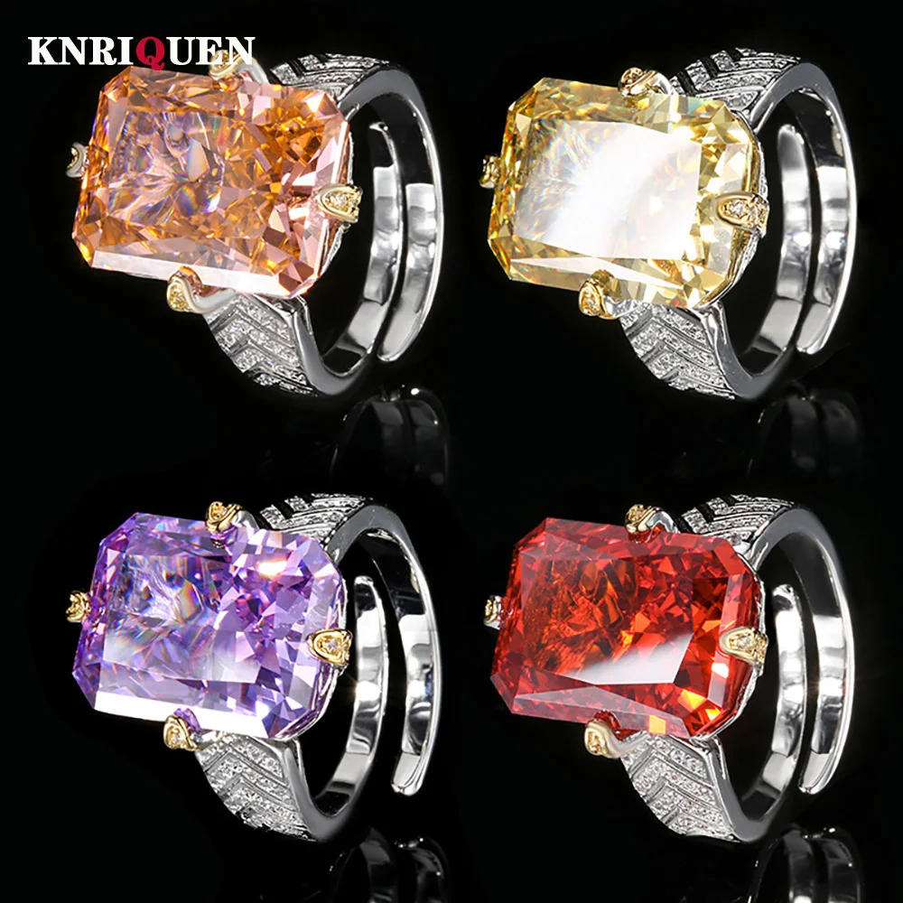 

New Arrival 12*16MM Ruby Tourmaline Topaz Amethyst Rings Retro Gemstone Party Fine Jewelry for Women Famale Accessories Gift