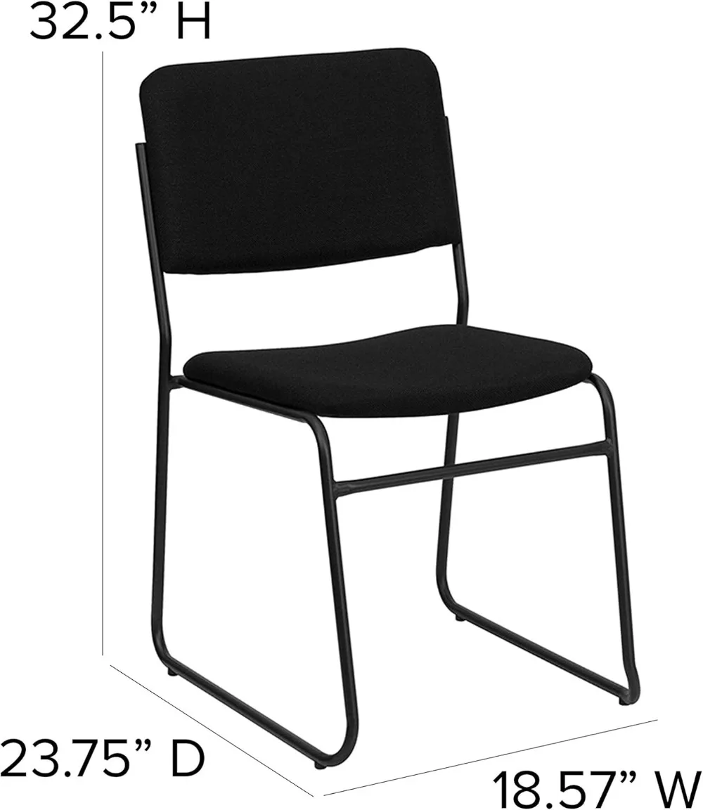 500 lb. Capacity High Density Black Fabric Stacking Chair