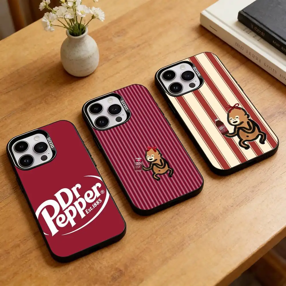 

Dr Pepper American Beverage Phone Case For iPhone 17,16,15,14,13,12,11 Plus,Pro Max,XS,Colorful Silver Black Cover