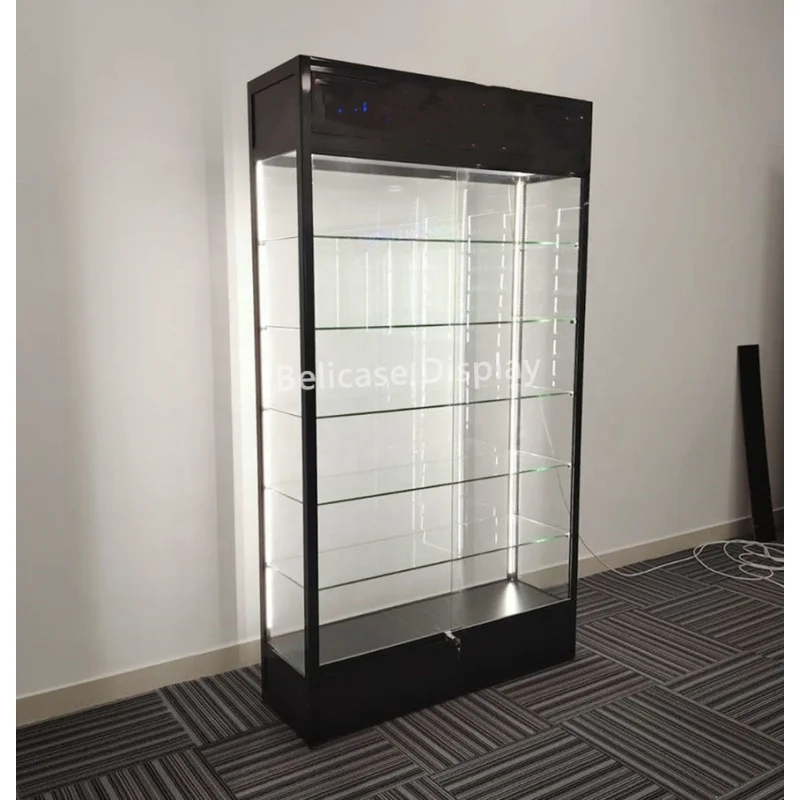 Customized. modern fashion retail shop display shelf showcase full View wall display aluminum alloy glass display cabinet