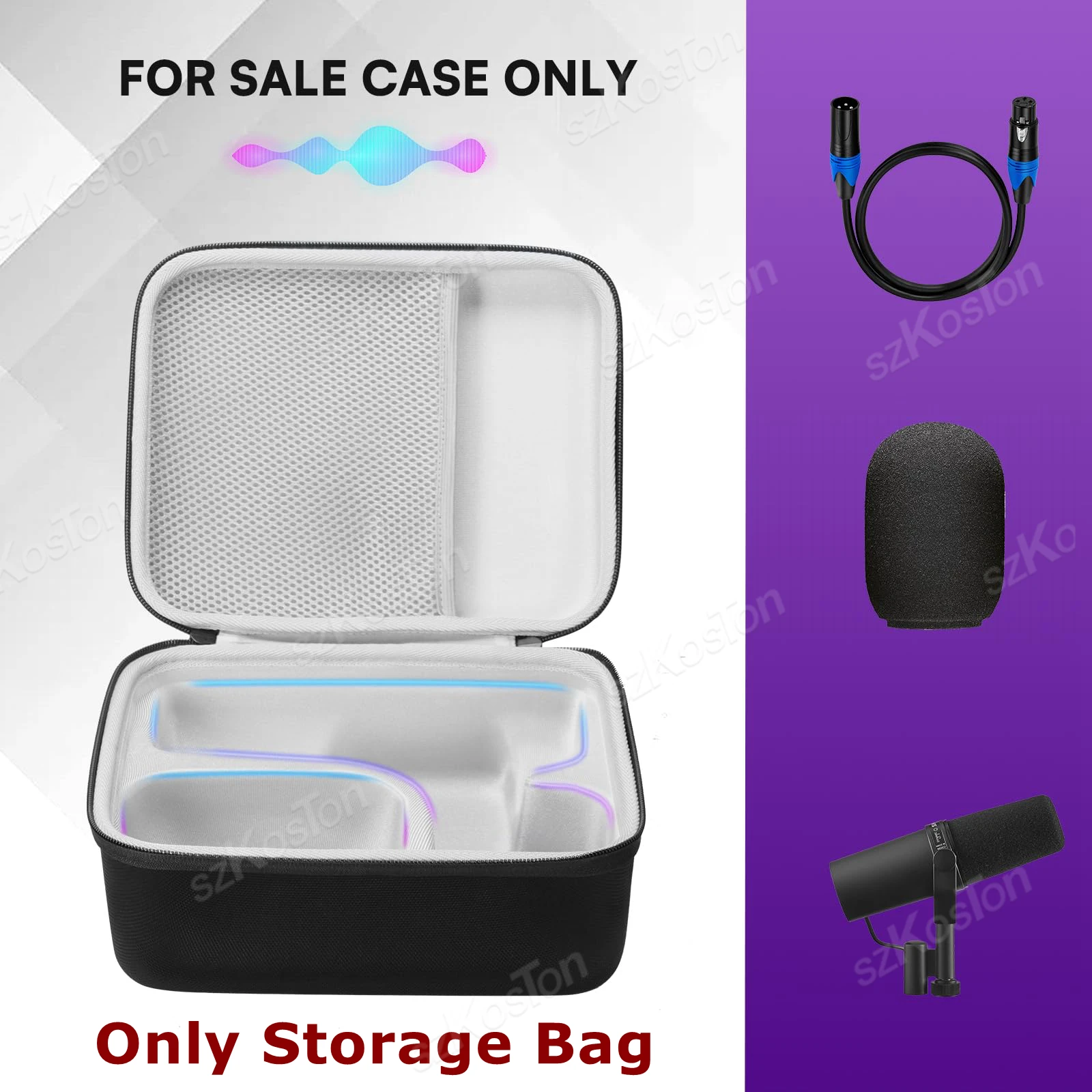 Hard Carrying Case Compatible with Shure SM7B MV7/MV7X Dynamic Vocal Microphone Travel Protective Storage Bag Mic Accessories