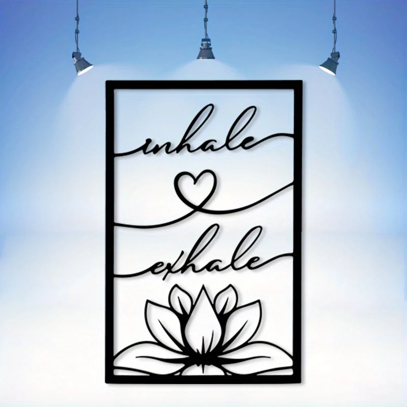 

Металлическое настенное украшение в стиле дзен с лотосом и мандалой - декор для йоги с надписью «Вдохни, выдохни» (1 шт.)