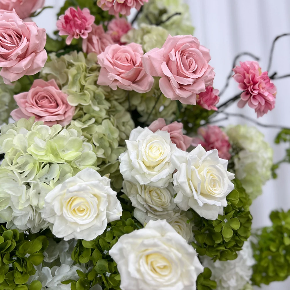 Luxury 5D Green Pink Artificial Hydrangea Orchid Flowers Wedding Backdrop KT Board Decoration Table Stage Event Floral Prop - view 4