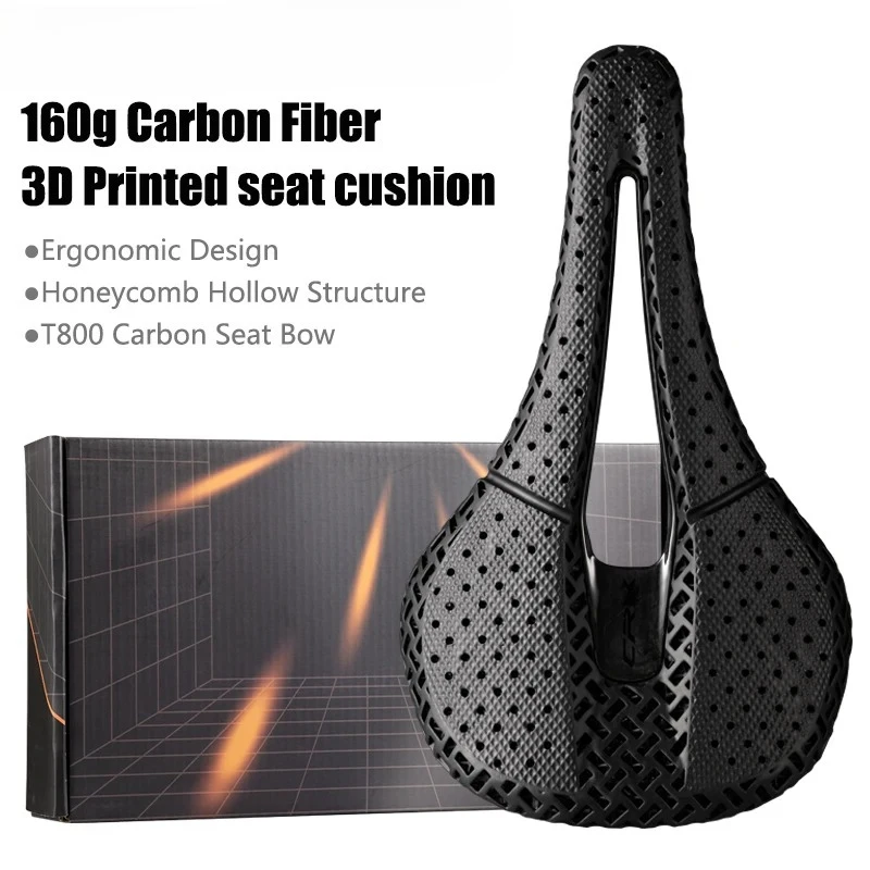 3D Printed Bicycle Saddle Full Carbon Fiber Bike Seat Gravel Road Bicycle Saddles Cozy Honeycomb Cushion 160g
