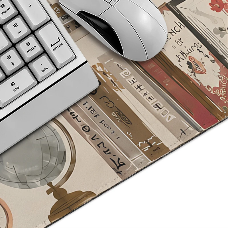 Vintage Bookshelf Collection Mouse Pad Gaming printon demand HD Custom Mousepad XXL Playmat Natural Rubber Soft Mouse Mats
