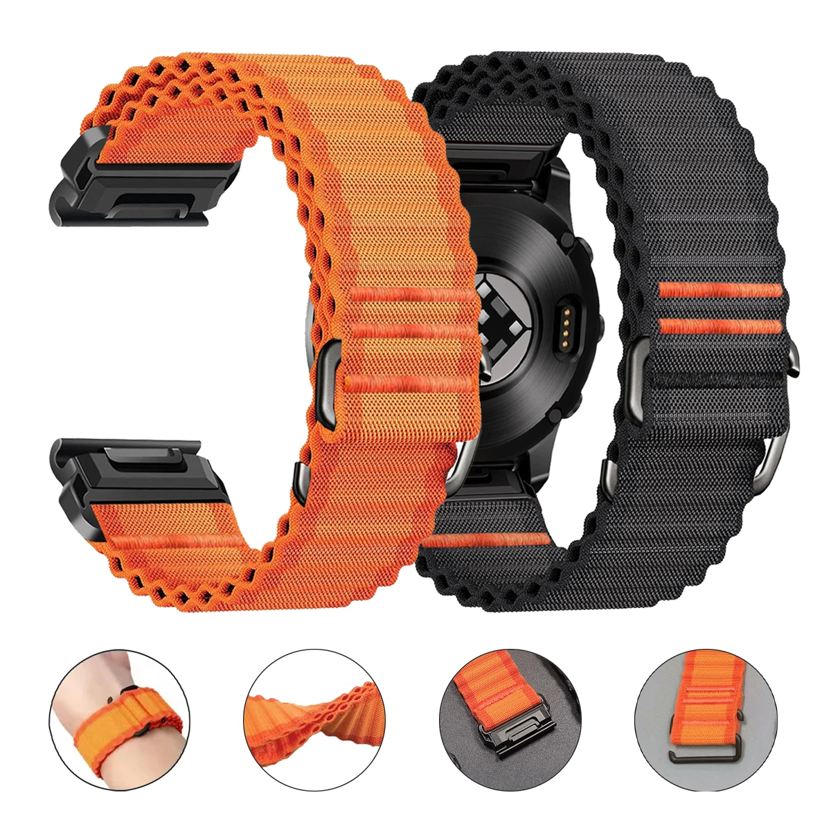 QuickFit 26/22mm Nylon Loop Strap For Garmin Fenix 8pro 51mm 47mm Sport Band For Fenix E 8 7 7X 6 6X 5X/Tactix/Instinct Bracelet