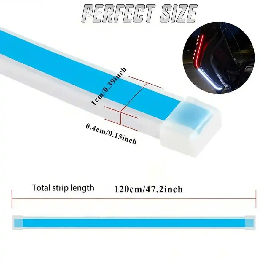 1 Pair Of 48-Inch/1.2-Meter LED Light Bars, Flashing And Strobing Red And White Dual-Color Rear-End Collision Prevention,