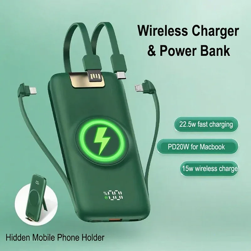 

15W Fast Wireless Charger Power Bank 20000mAh 22.5W QC PD 3.0 Fast Charging Powerbank for iPhone 16 Huawei P50 Xiaomi Poverbank