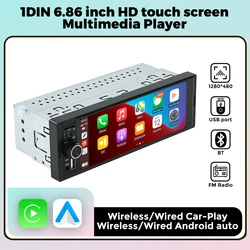 6.86inch 1 Din Car Radio HD Touch Screen Single knob CarPlay Stereo Mp5 Player FM Receiver For Hyundai Lada Toyota Nissan Ford
