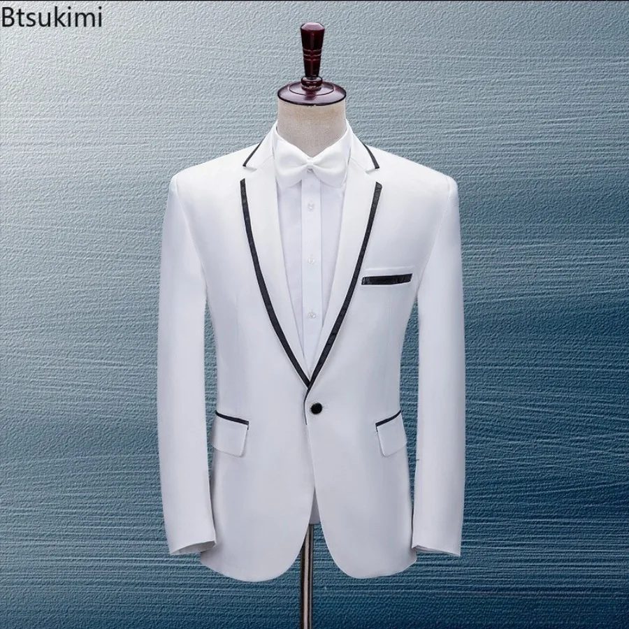 New Men Suit Jackets Luxury Patchwork Suit Coats Fashion Single Button Flowers Design Singer Host Pianist Stage Perform Blazers