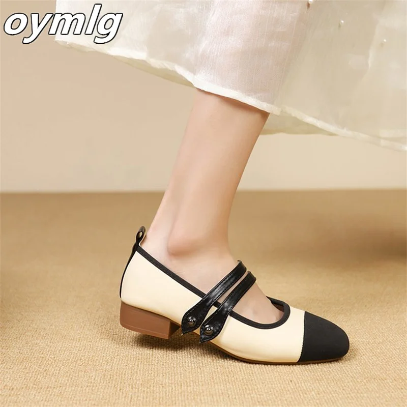 Mary Jane women's shoes 2024 new autumn gentle scoop shoes retro flat sole single shoe leather shoes