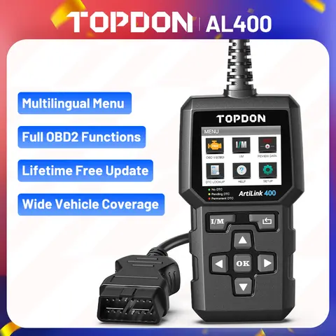 Topdon AL400 OBD2 스캐너 진단 도구 코드 리더 지우기 Artilink400 자동차 수리 도구
