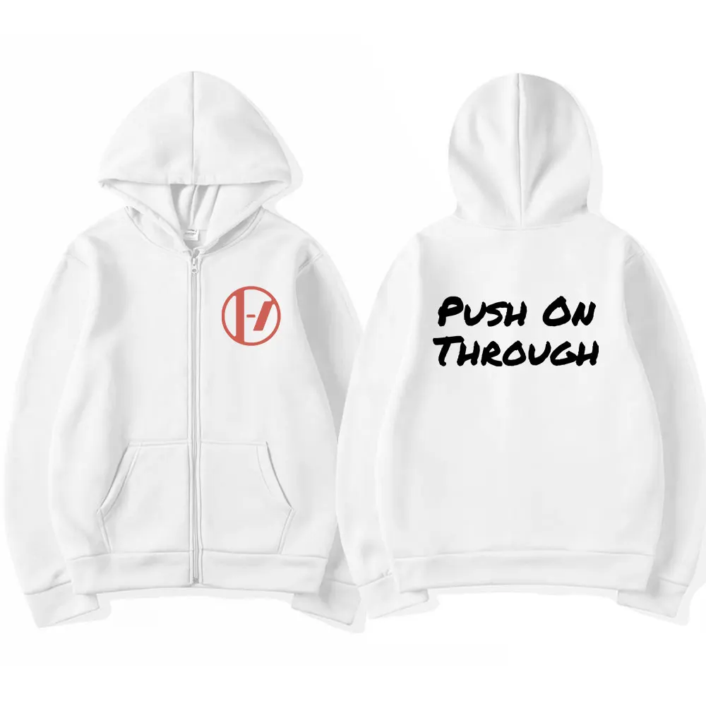 Rock Band Twenty One Pilots Clancy Push on Through Zip Up Hoodies Mens Women Clothing Zipper Sweatshirts Hip Hop Hoodie Jackets