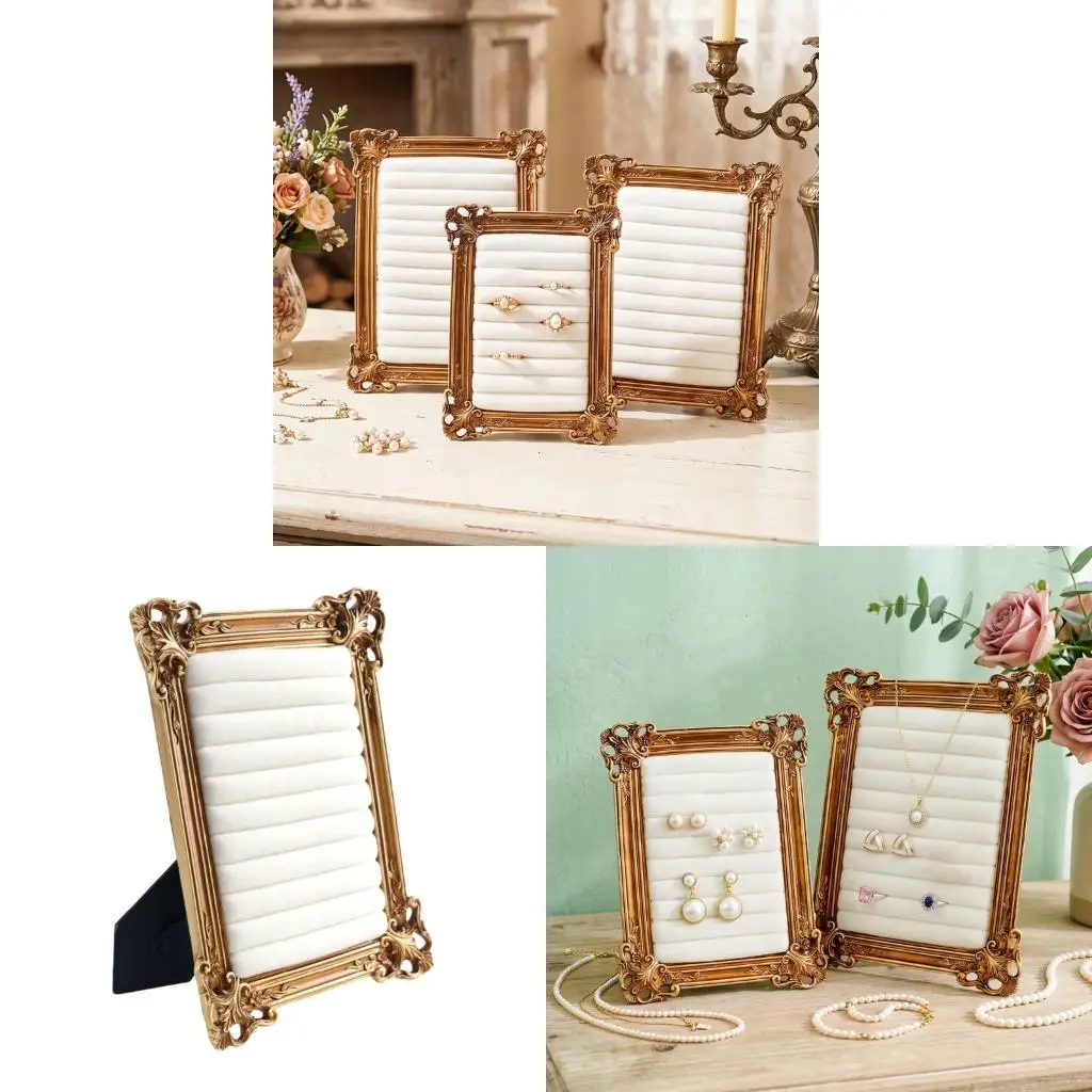 195C Tabletop Jewelry Display Frame, Ornate Resin Stand for Dresser Organization, Counter Display, and Visible Storage