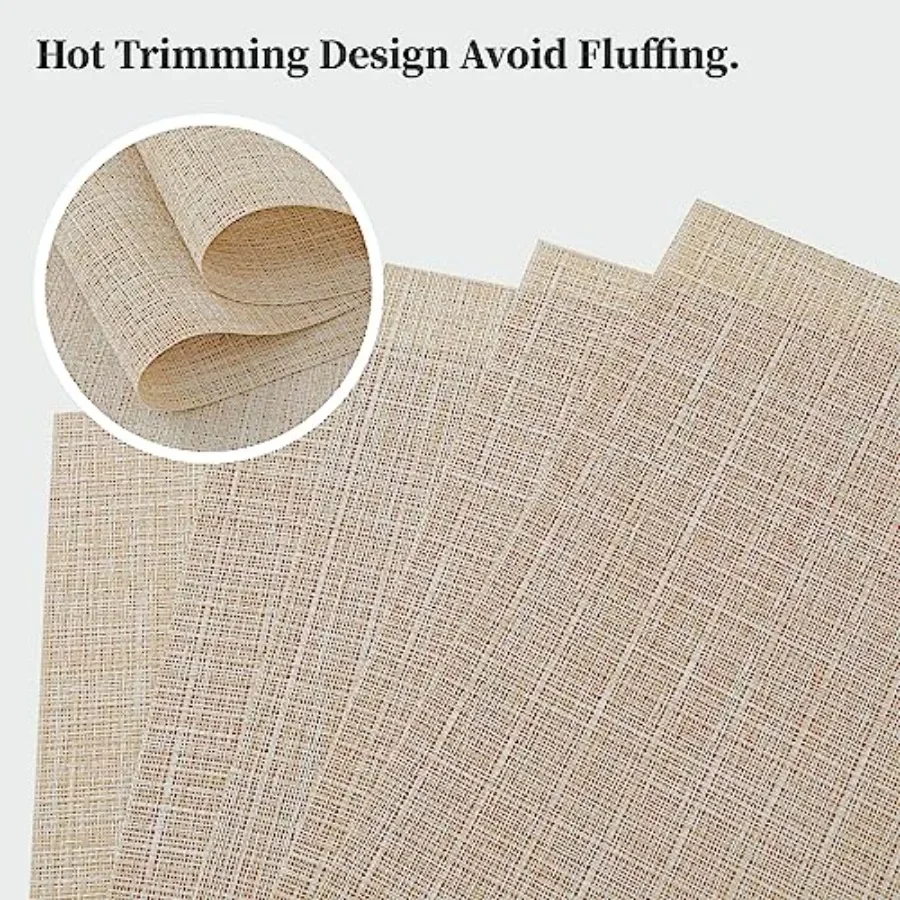 Placemats - Heat-Resistant, Non-Slip Table Mats, Washable Woven Vinyl for Indoor and Outdoor Dining view 3