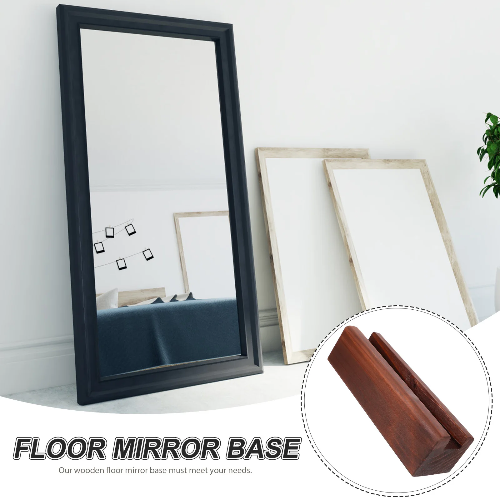 

Wooden Floor Mirror Base Stand Stable Firm Structure Easy Install Practical Decorative Long Time Use Floor Mirror Base