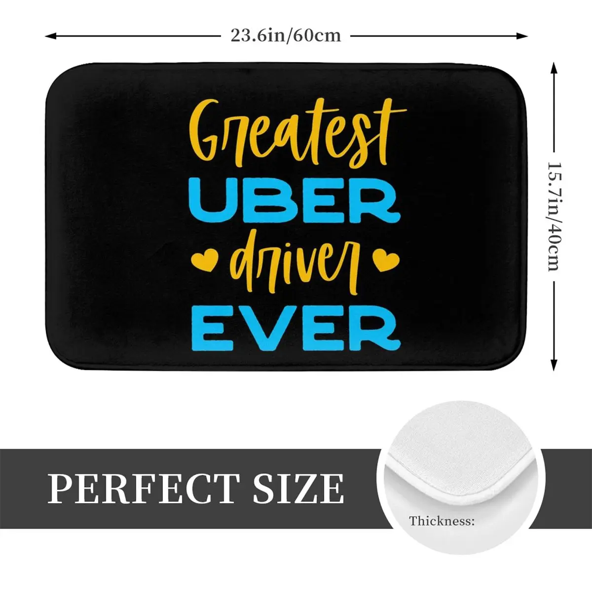 Greatest Uber Eats Driver Ever Rideshare Car Driving Anti-slip Doormat Floor Mat Carpet Rug for Kitchen Entrance Footpad Mats