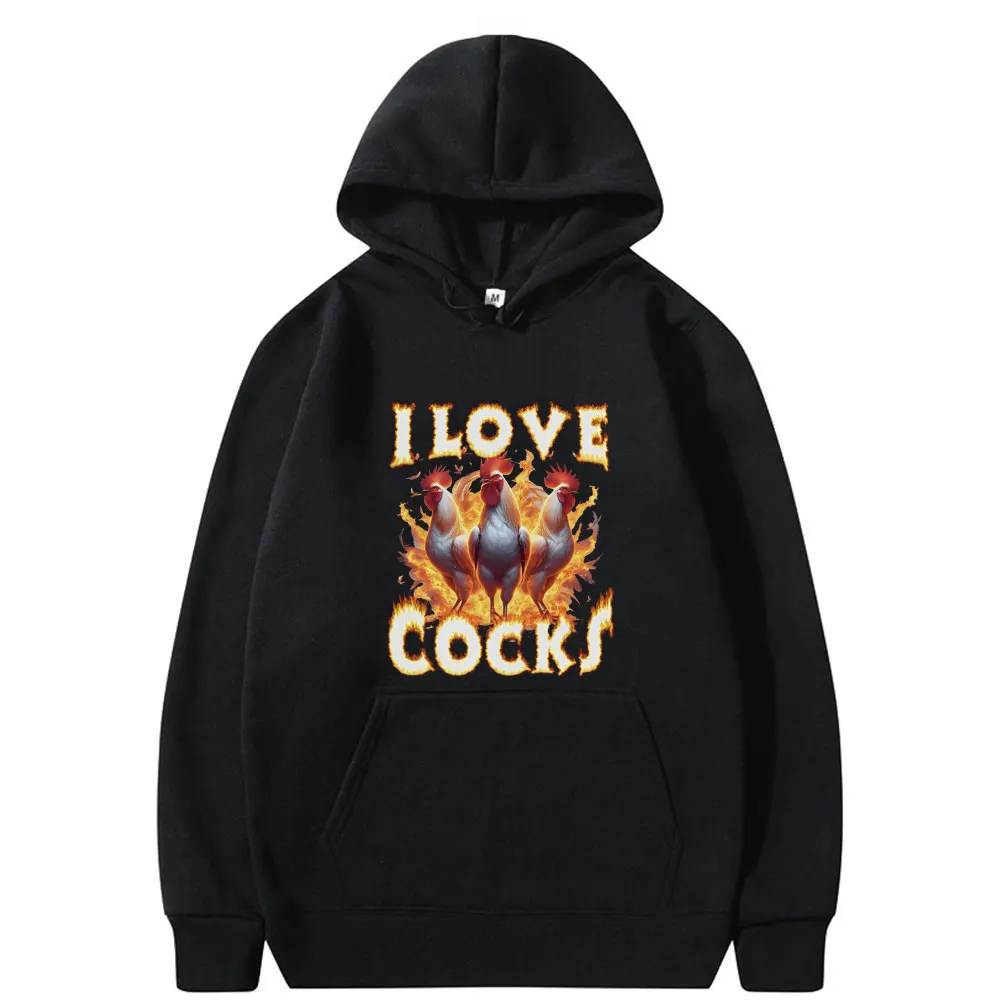 

I Love Cocks Funny Meme Graphic Print Hoodie Fashion Brand Men Women Casual Fleece Cotton Pullover Male Joke Humor Sweatshirt