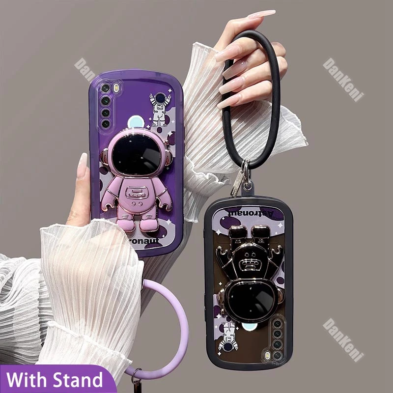 Lunar Astronaut Bracelet Silicone Holder Phone Case For Xiaomi Redmi Note 8Pro 8 7Pro 7S 7 9 9T 9S 9Pro 10Pro 10 11Pro 11 Cover