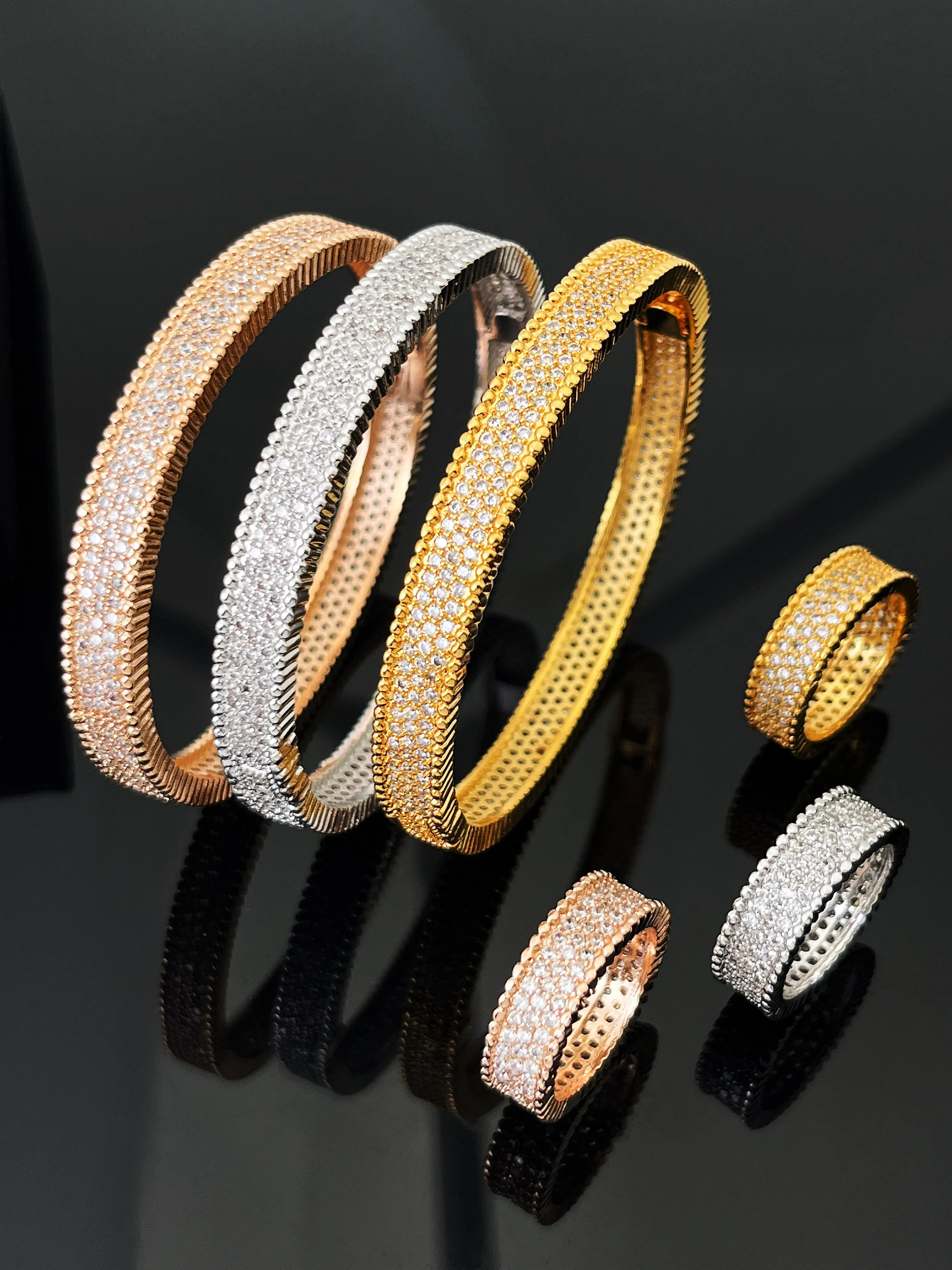 

JRH 6pcs Luxury Brand Bracelet Ring Set Jewelry For Women Wedding Dubai Bridal Cubic Zirconia Dubai Party Jewelry Set