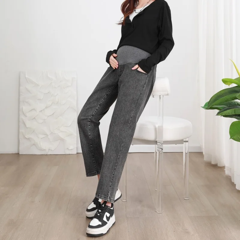 Woman Jeans Spring and Autumn New Casual Pants Loose Plus Fat Plus Size Velvet Trousers Stretch Maternity Clothes Summer Dress