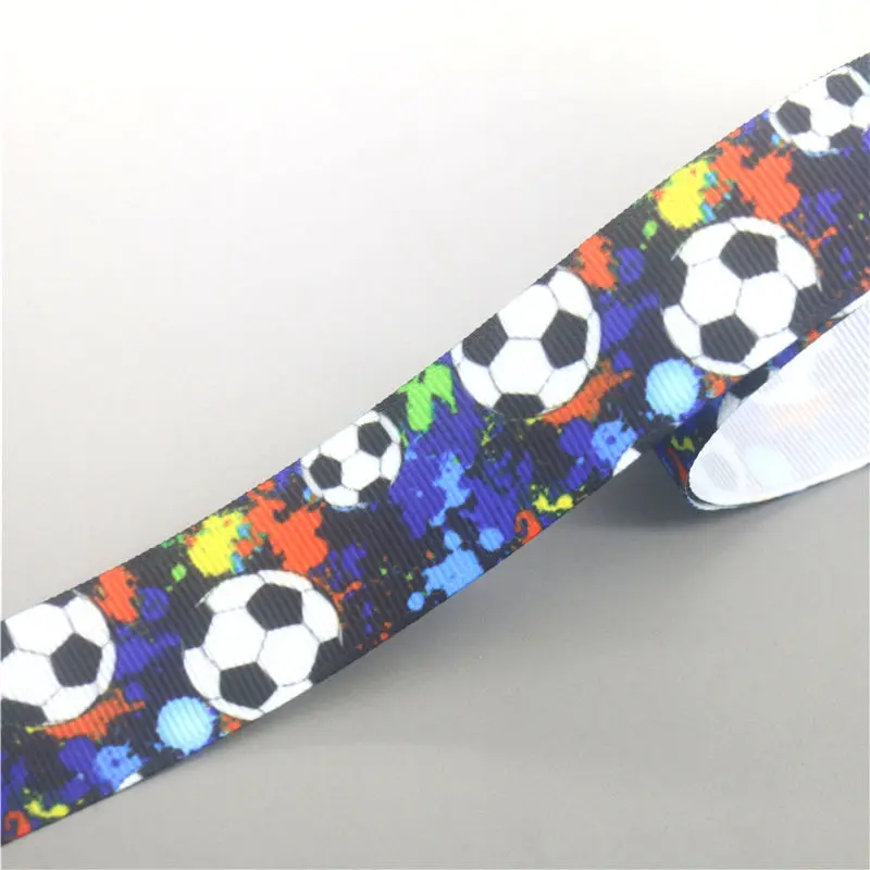 DHK 7/8'' 5yards Football Printed Grosgrain Ribbon Accessories Material Headwear Decoration DIY Sewing Craft C2011