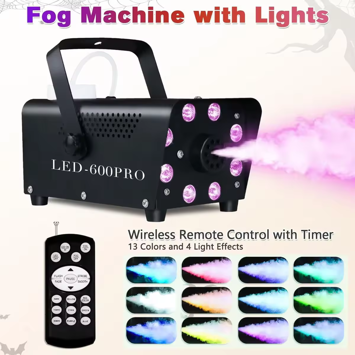 מכונת עשן דיסקו חדשה הוביל טיימר 500w מרחוק ד 'ליל כל הקדושים עשן ריסוס ציוד ריסוס חג חתונה
