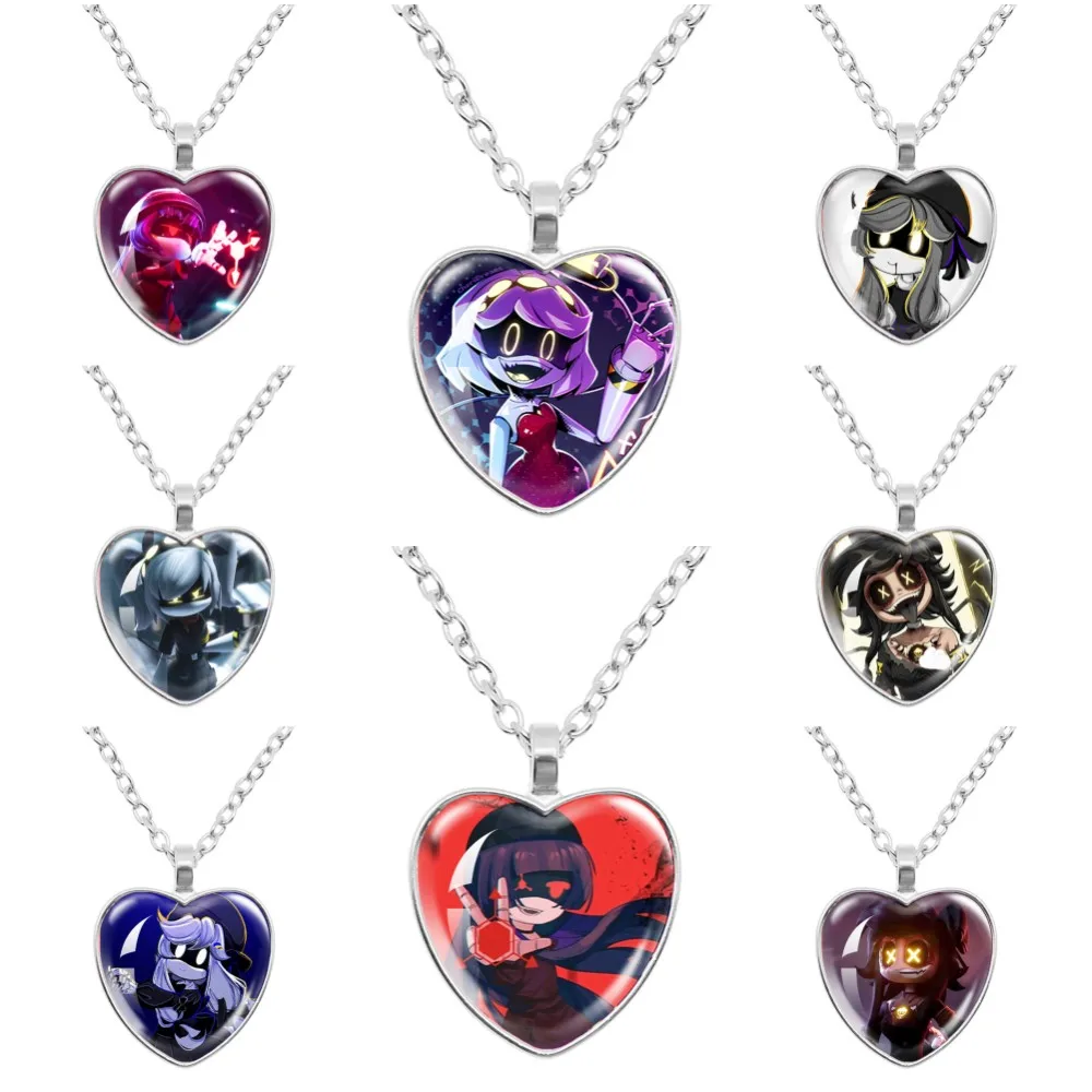 Murder Drone N Cyn J V Uzi Cartoon Cabochon Peach Heart Pendant Necklace Jewelry Accessories Key Ring Killers Robot Fans Gift