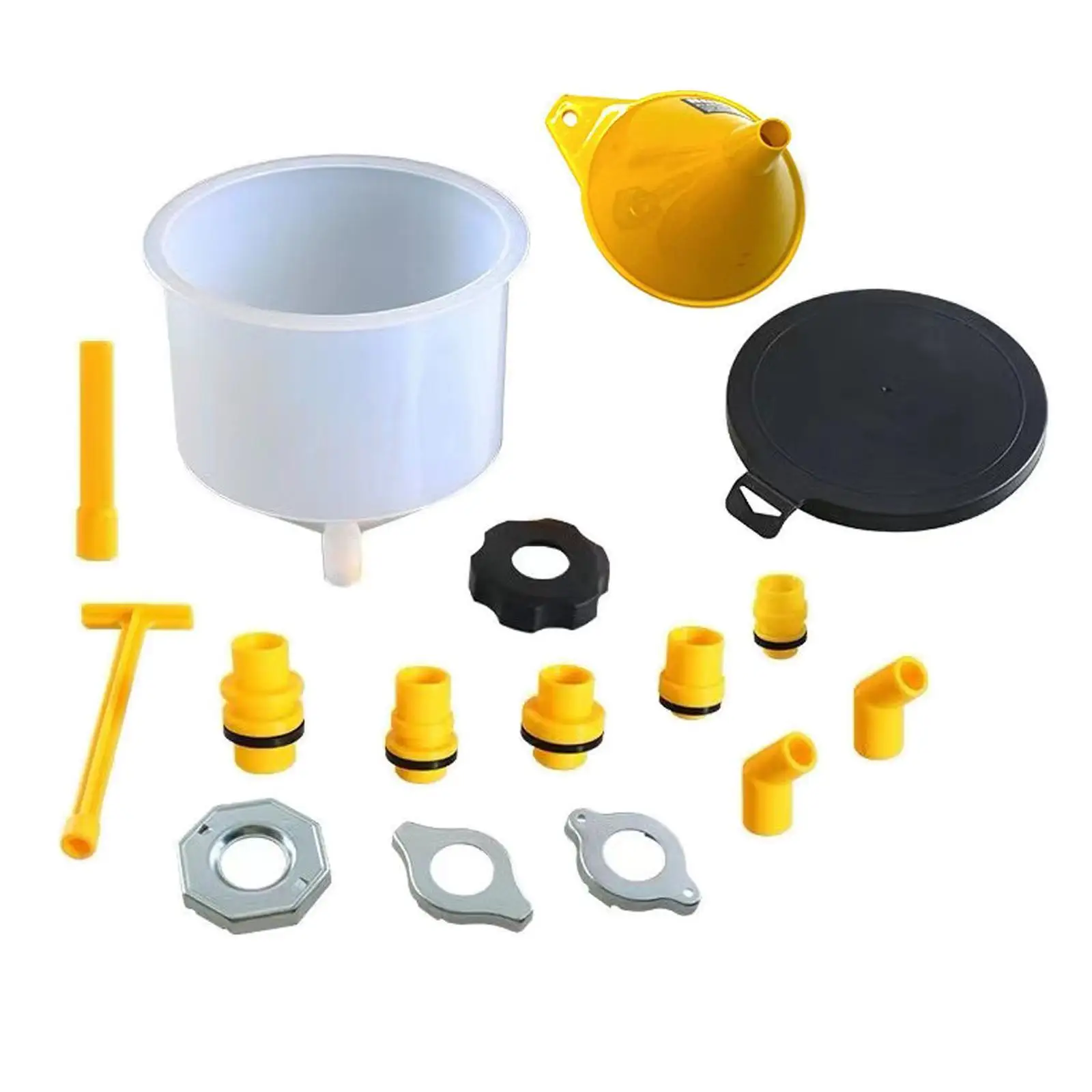 15 Pieces Radiator Coolant Filling Funnel Kits Spillproof , Straight Extension, 45 Degree Elbows Sturdy No Spill Coolant Funnel