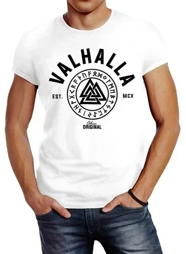 Mens T-Shirt Valhalla Runes Vikings Wikinger Slim Fit Neverless ®