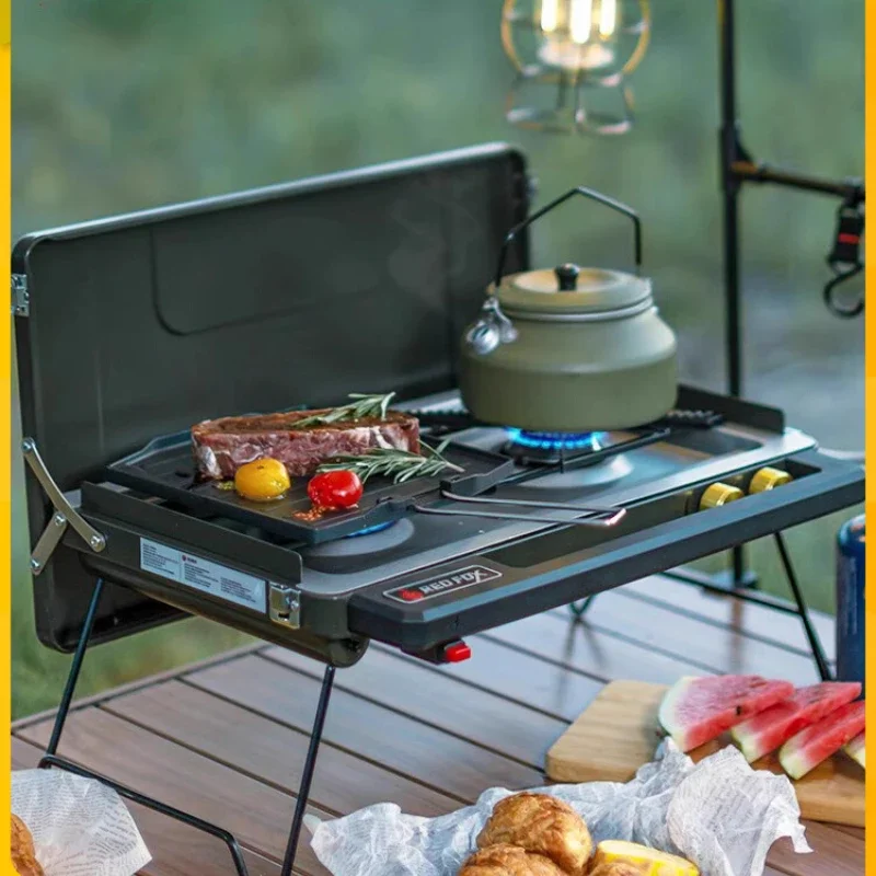 Double ended gas barbecue Outdoor Picnic camping stove Barbecue stove Portable gas stove