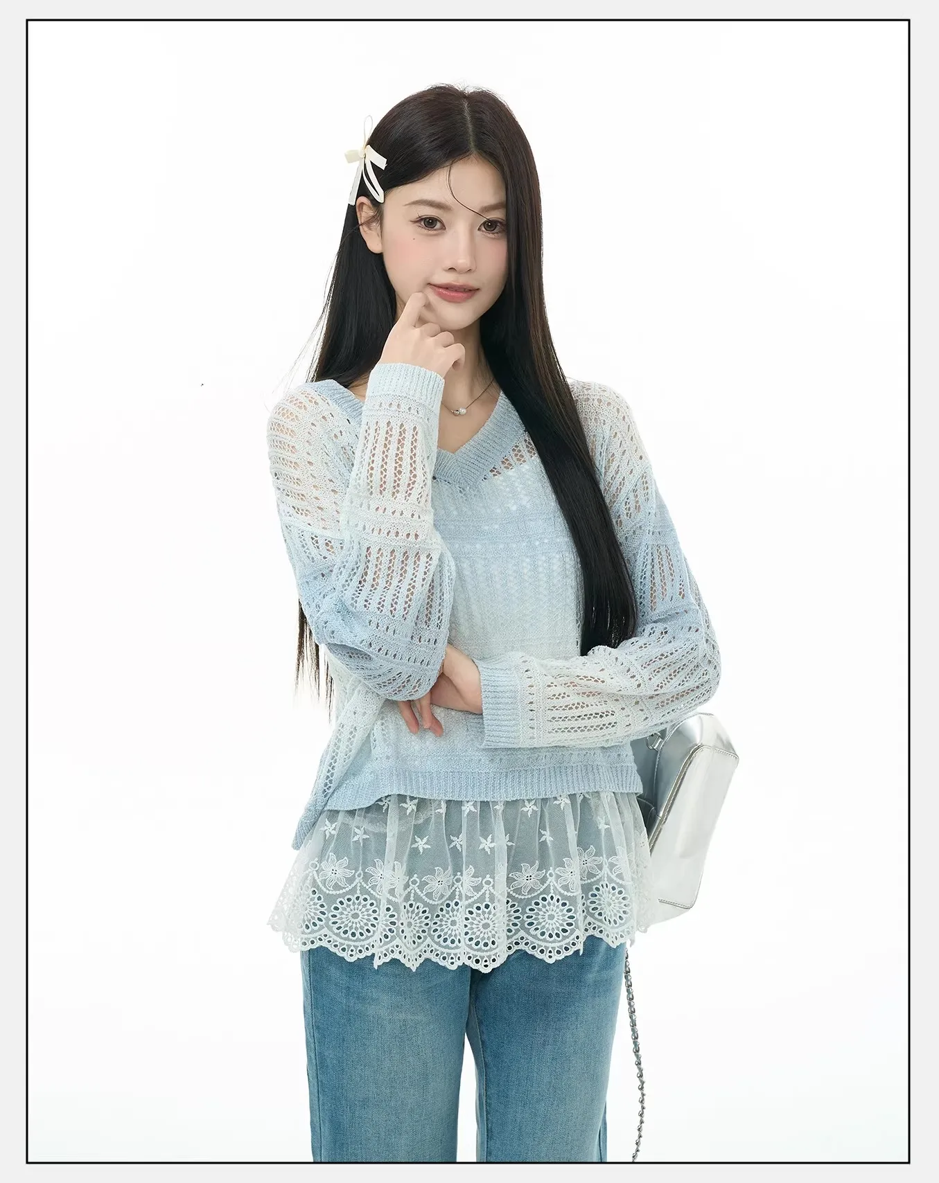 Women Knit Hollow Out Crochet Sweater Long Sleeve Summer Beach Top Pullovers Female Clothing Mesh Shirt Sexy Club Streetwear