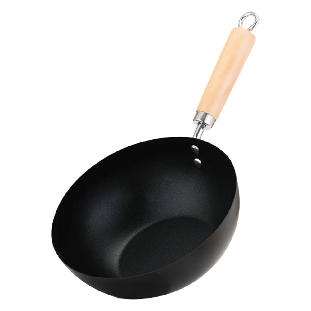 

Portable Mini Wood Handle Nonstick Stainless Steel Frying Pan Small Cooking Pot for Kitchen Outdoors Mini Frying Pan