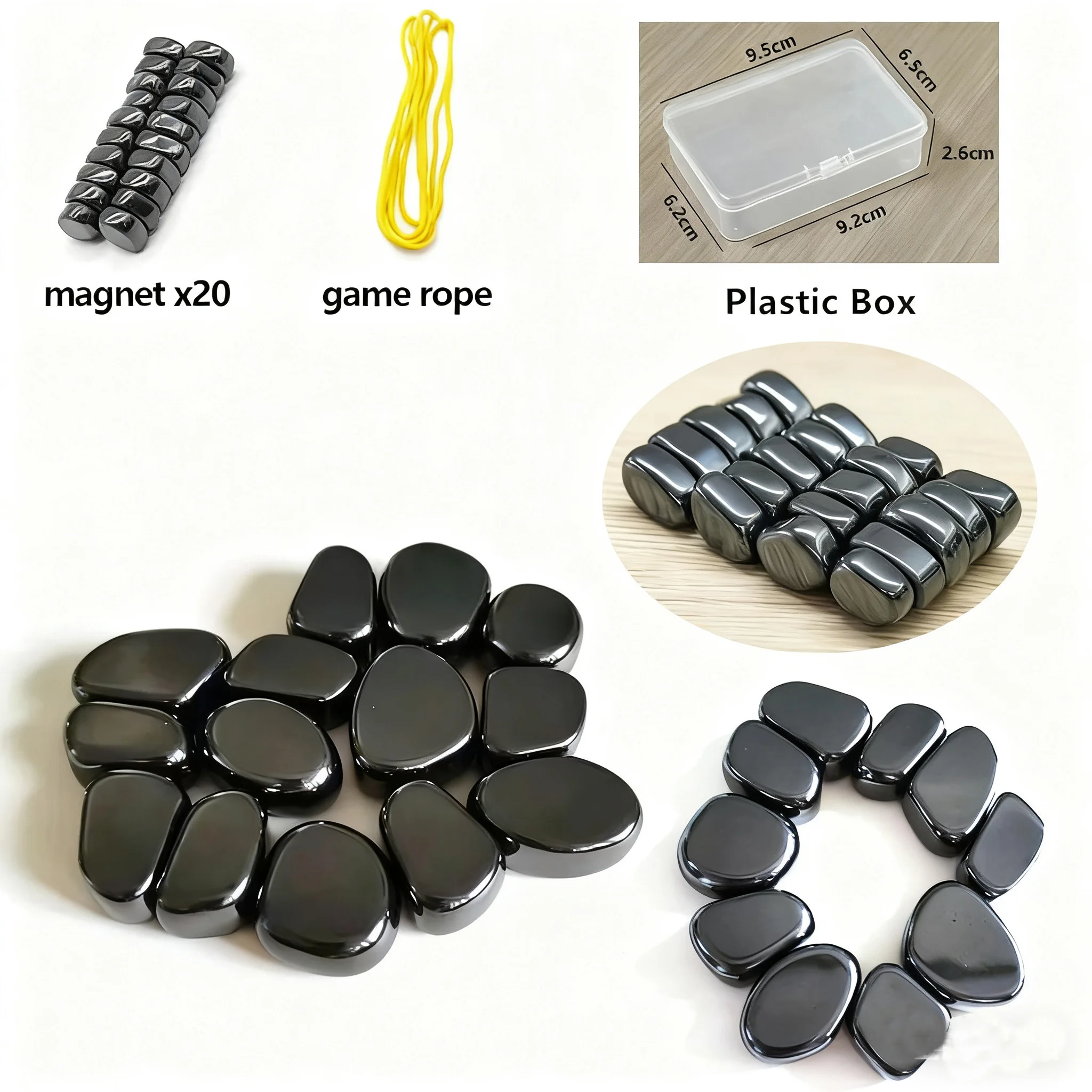 Polished Black Lodestone Magnet Block - Multifunctional Magnetic Therapy Tool for Stress Relief & DIY Decor