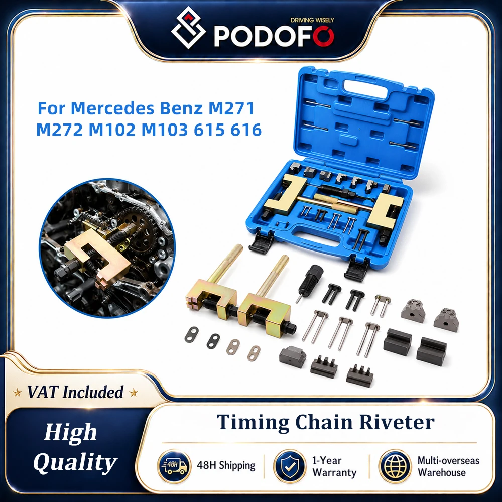 Podofo Steuerketten-Nietwerkzeug Motorsteuerketten-Demontagewerkzeug-Set Spezialwerkzeug-Set für Mercedes Benz M271 M272 M102 M103 615 616
