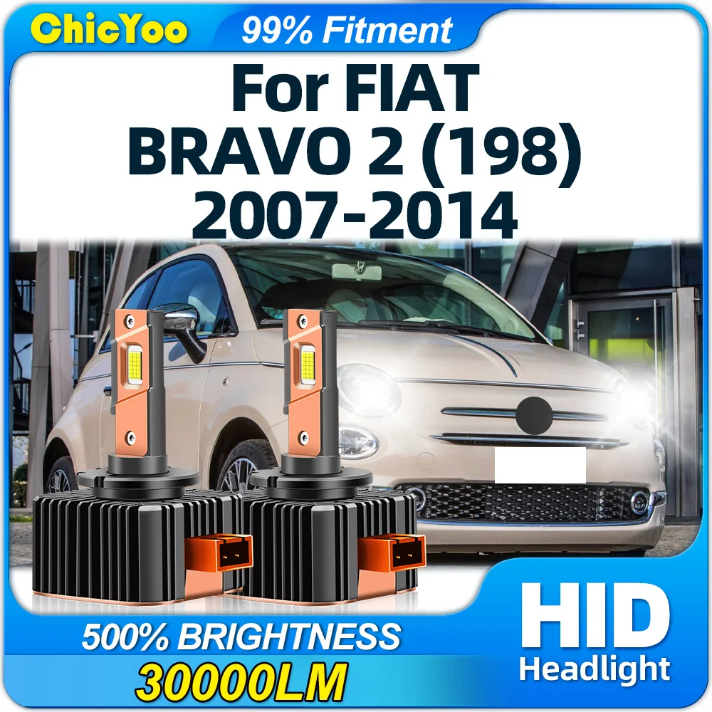 Canbus Car LED Headlight 120W HID Xenon Lamps Bulb 12V 6000K Plug&Play For FIAT BRAVO 2 (198) 2007-2009 2010 2011 2012 2013 2014