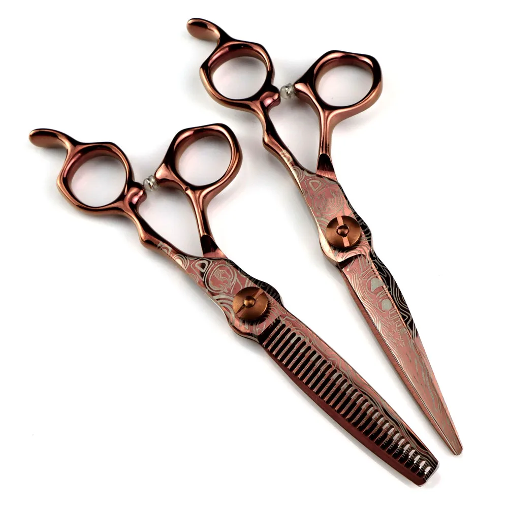 

Professional JP440C 6 '' Bronze Damascus hair scissors haircut thinning barber makas hair cutting shears hairdresser scissors