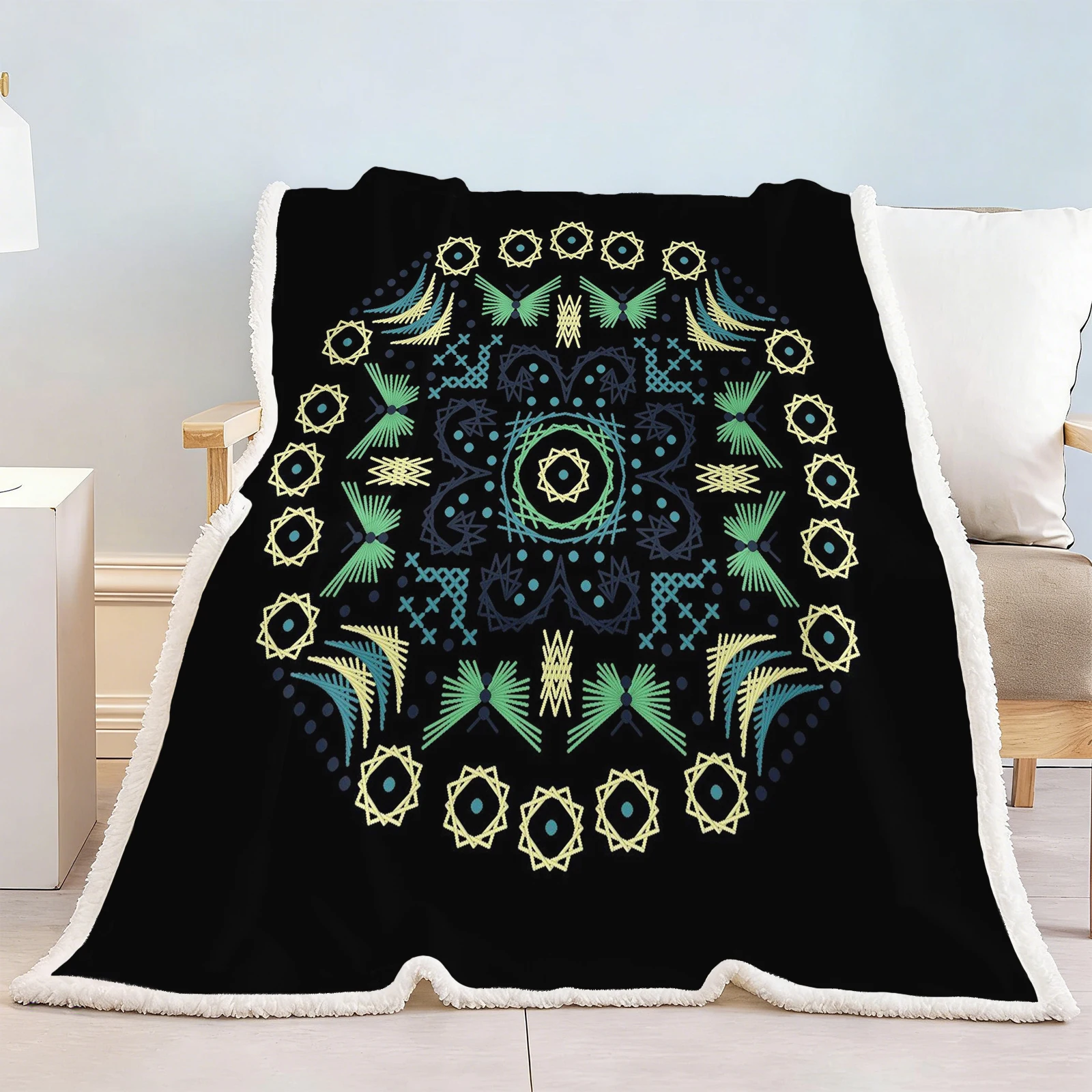 Rich Colorful Flower Garlands Plant Printing Cartoon Furry Reactive Printing and Throws Fluffy Modern Kawaii For Children Winter